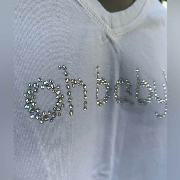 Maternity “Oh Baby” by Motherhood Top by Sz S Bedazzled White - Picture 5 of 6